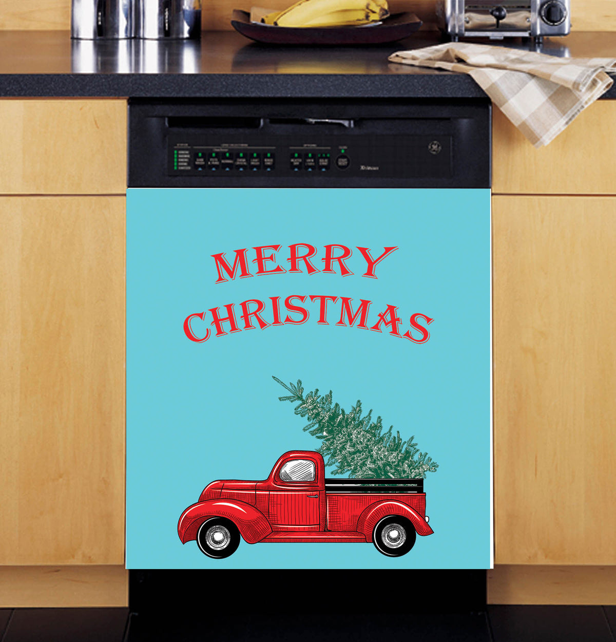 Christmas Truck Magnetic Dishwasher Door Cover