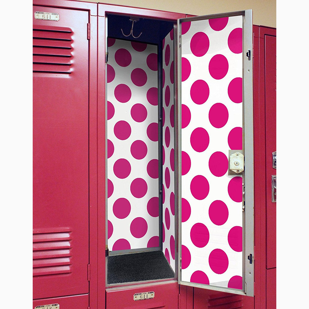 Hot Pink Dot - Back to School Deluxe Magnetic Locker Wallpaper
