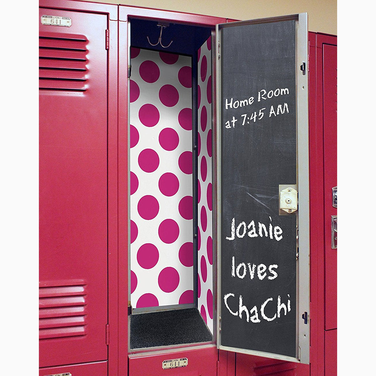 Hot Pink Dot - Back to School Deluxe Magnetic Locker Wallpaper