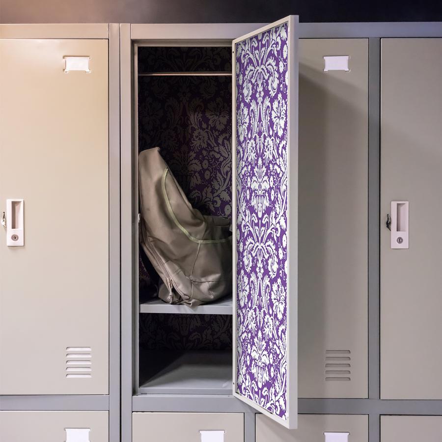4 Pieces School Locker Magnetic Wallpaper Art Magnetic Deluxe Locker  Wallpaper Trimmable Locker Magnetic Wall Covering Removable Damask  Wallpaper for Decorative Locker (Black, Gray, Pink, Purple) 