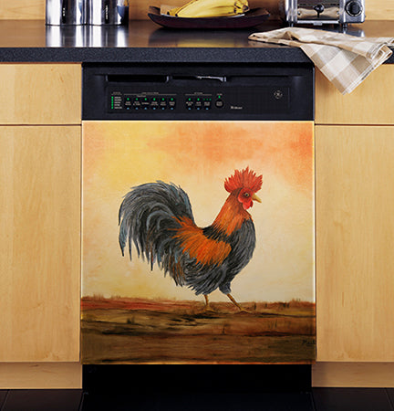 Rooster Magnetic Dishwasher Cover-Rooster Kitchen Decor, Country Farmhouse  Animals Magnetic Dishwasher Door Cover, Refrigerator Magnet Cover