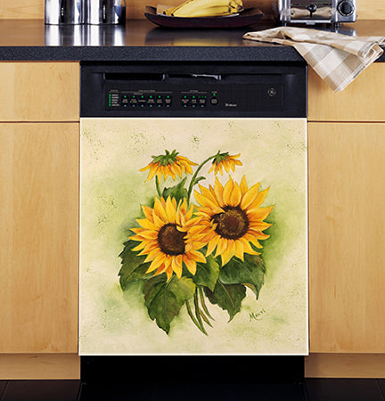 Sunflowers Painting, Magnetic Dishwasher Door Cover