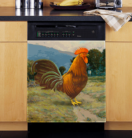 Traditional Rooster Magnetic Dishwasher Door Cover
