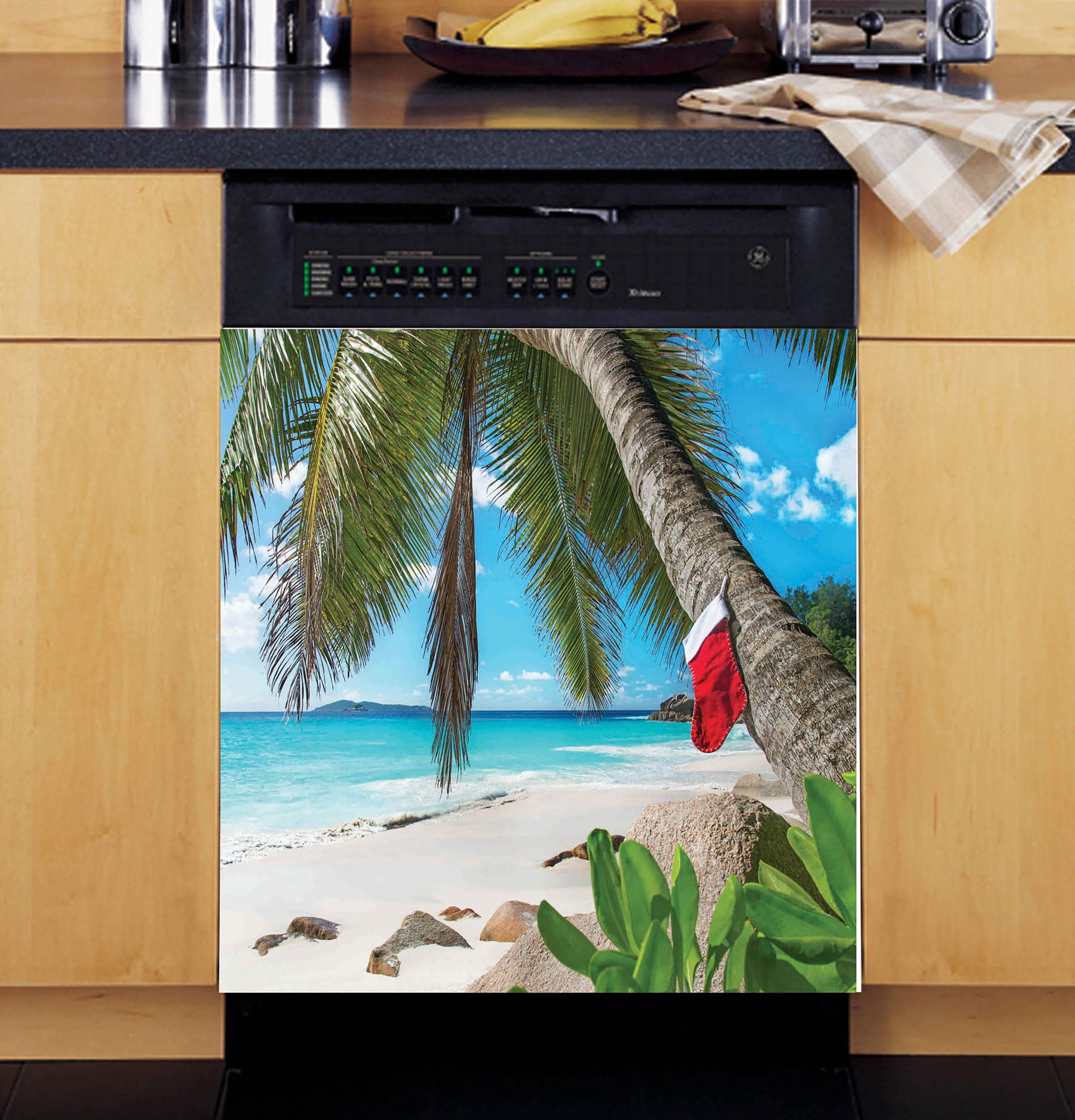 Christmas Beach Magnetic Dishwasher Door Cover